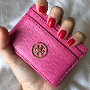 Tory Burch Card Holder, Pink, Gold Hardware